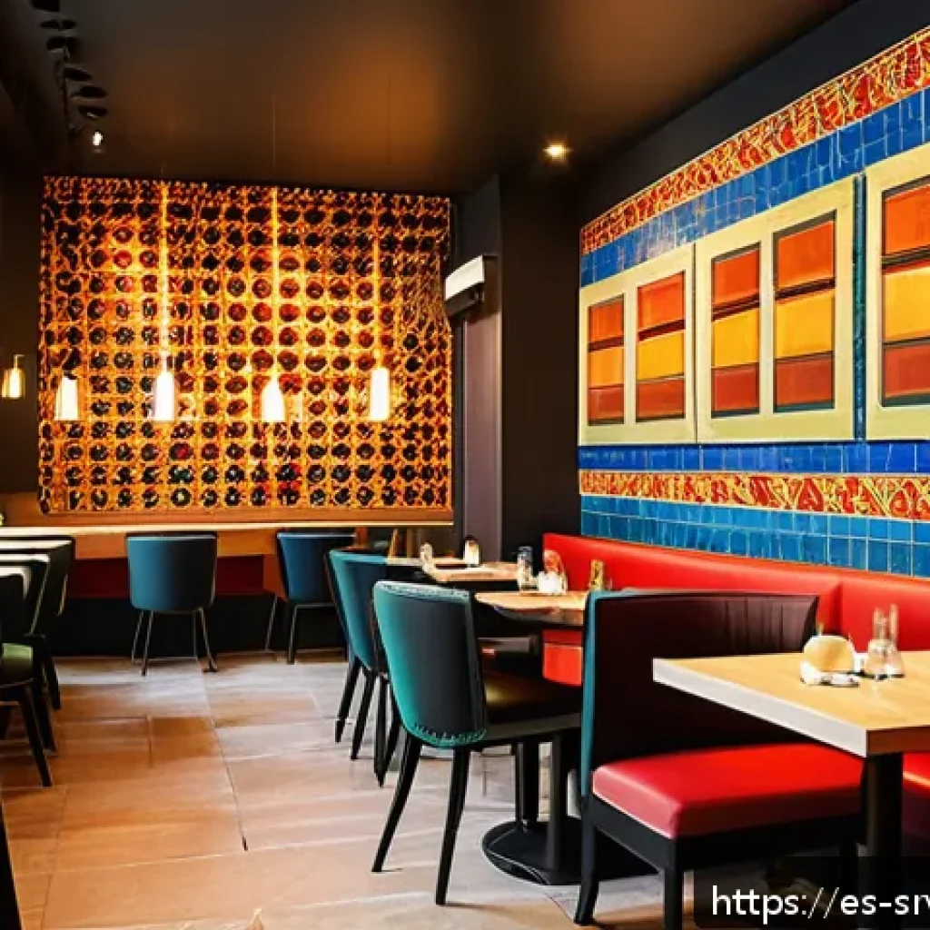 서비스 디자인과 마케팅의 통합 전략 - A vibrant modern restaurant interior filled with warm lighting and cozy seating, showing diverse cus...