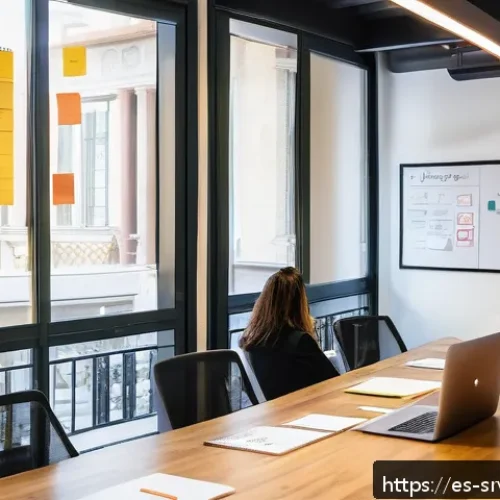 Home 31 서비스 프로토타입 제작 과정 - A modern, bright coworking space in a Barcelona office, featuring a diverse team of Spanish professi...